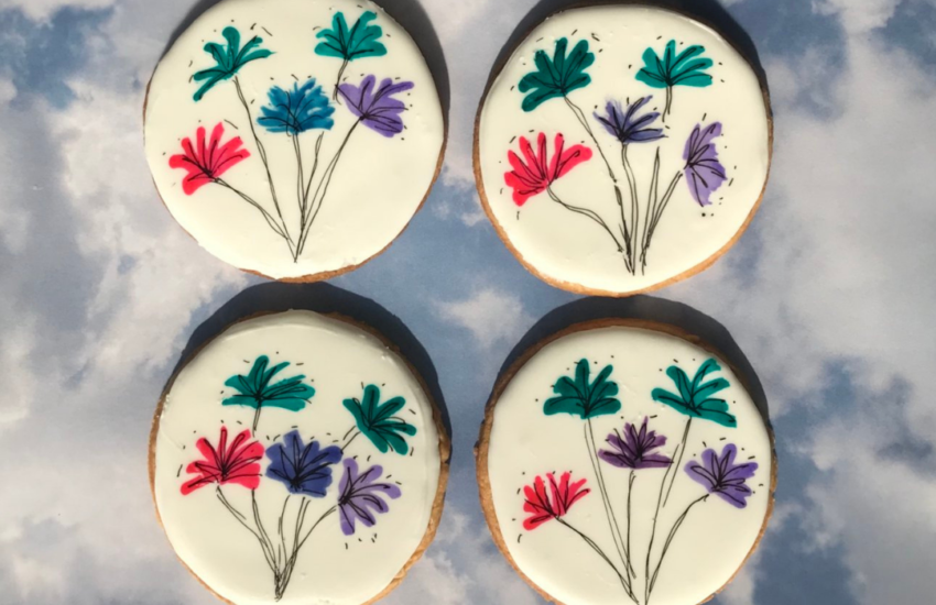 Watercolor flower cookies