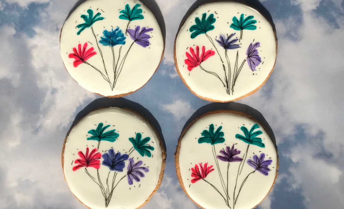 Watercolor flower cookies